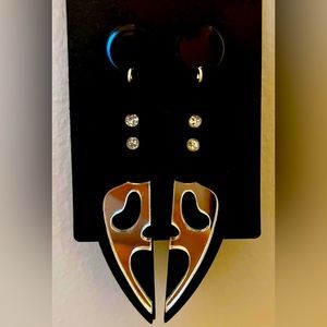 Ghost face knife earrings